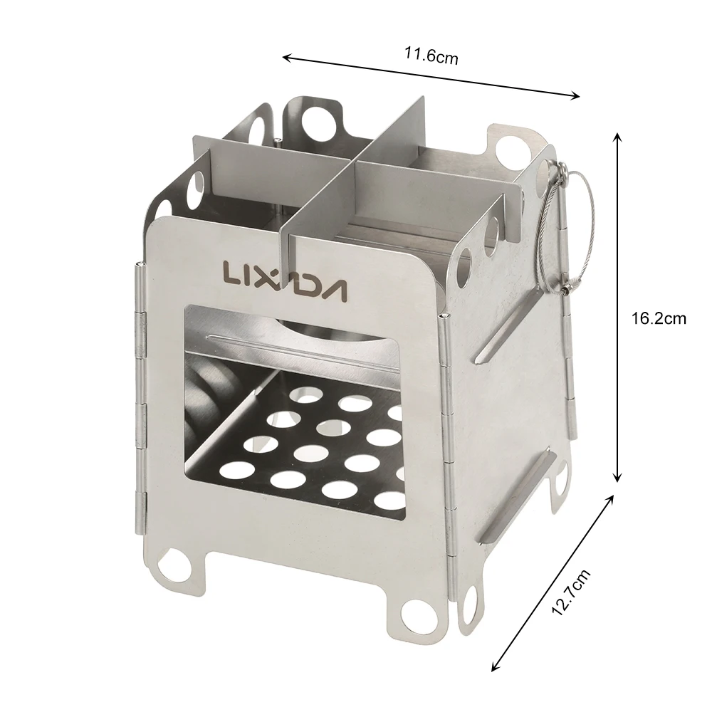 

Lixada Stove Portable Stainless Steel Lightweight Folding Wood Stove Pocket Stove Outdoor Camping Backpacking Cooking Picnic