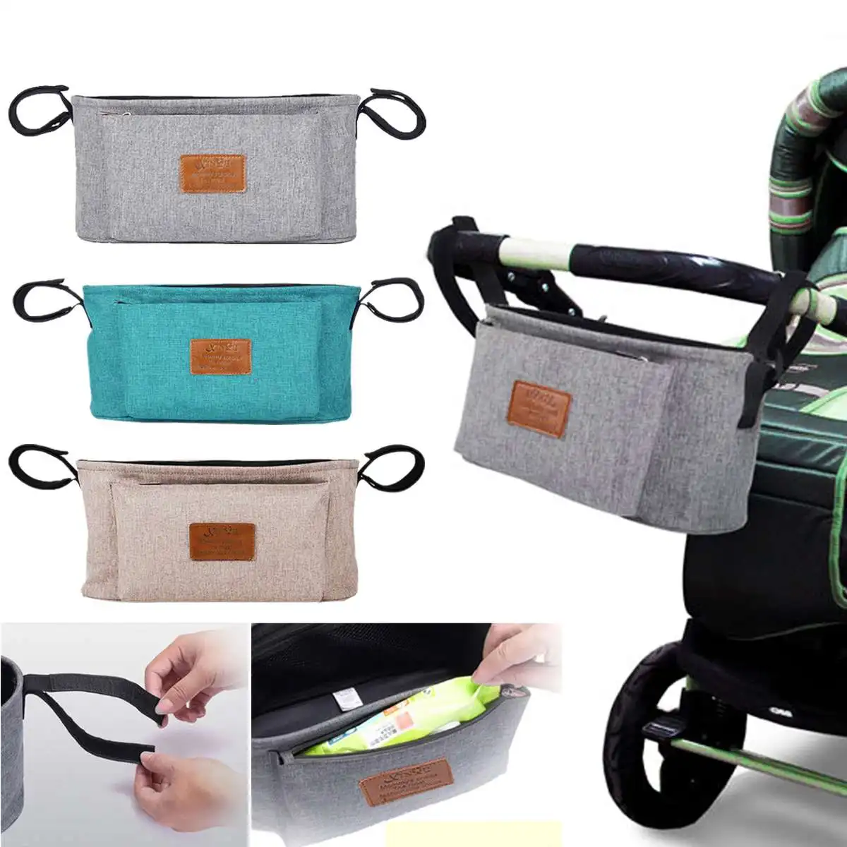 

Mummy Carriage Nappy Bag Baby Stroller Organizer Waterproof Bottle Bag Handbag Hook Hanging Pram Cart Organizer Diaper Bag