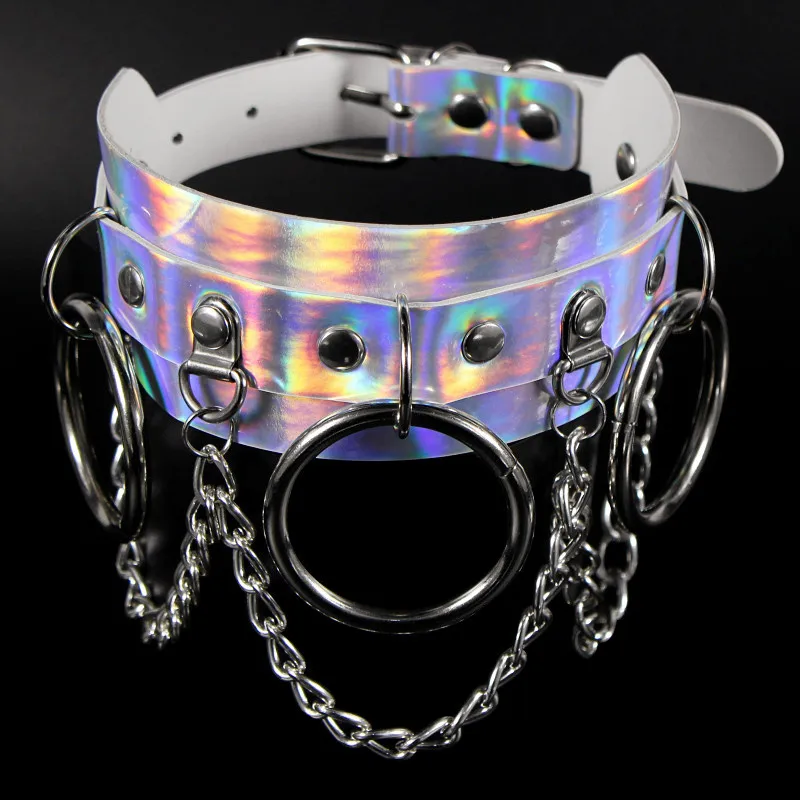 

2020 Gothic Hot Sale Heart Round Choker Chain Necklace Punk Rainbow Leather Collar Women Chocker party Festival Costume Jewelry