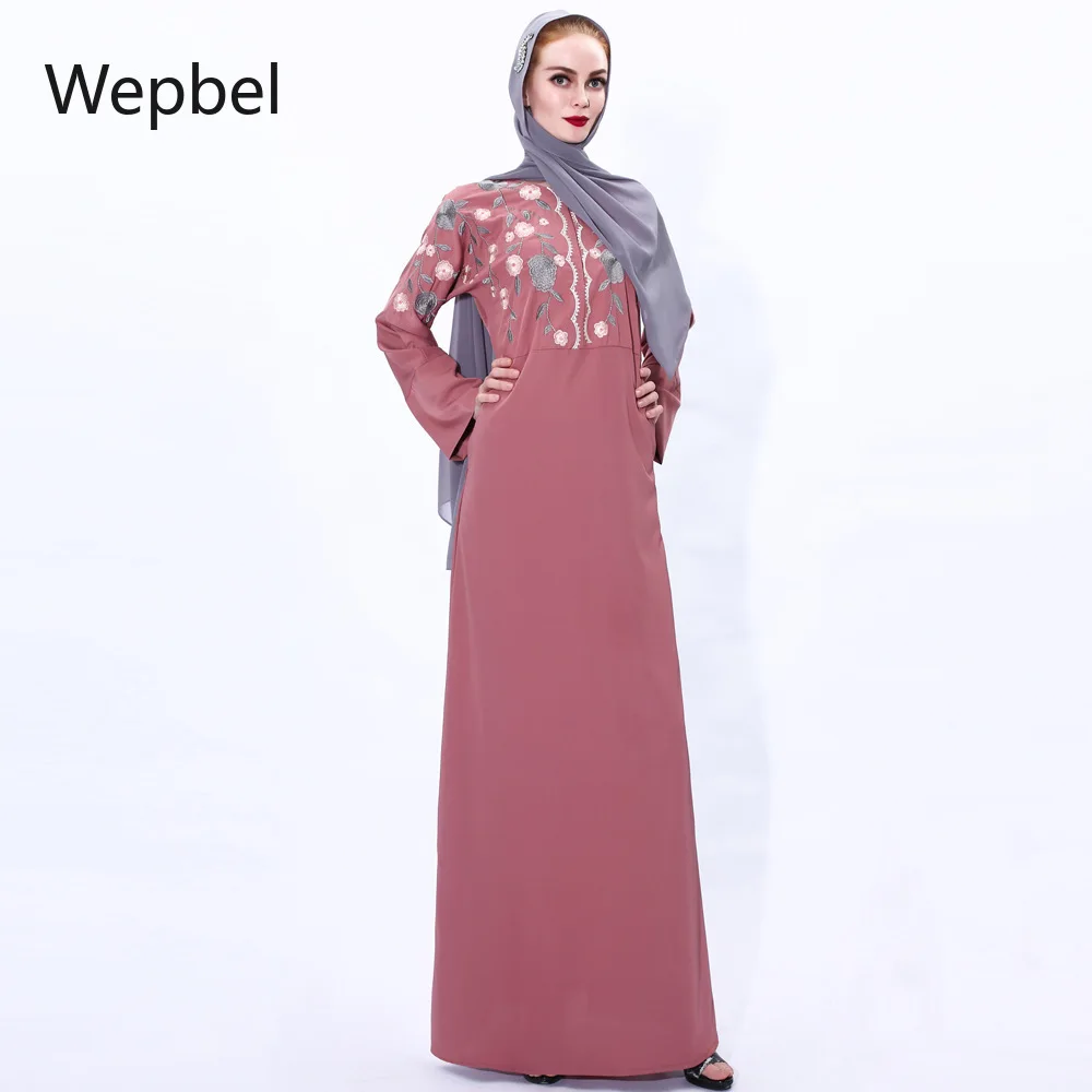 Мусульманский халат Wepbel, Женская абайя, мусульманская одежда с вышивкой, винтажное облегающее платье с длинным рукавом спереди, турецкое пл...