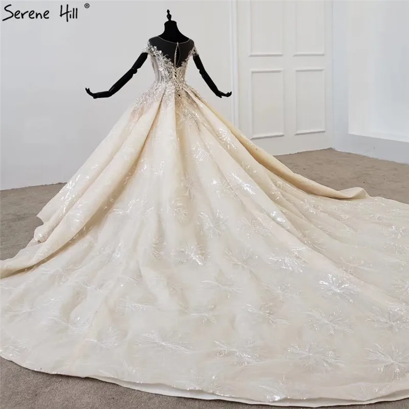 Dubai Champagne Off Shoulder Sexy Wedding Dresses 2021 Sparkle Sequins Beading Luxury Bridal Gowns HX0063 Custom Made | Свадьбы и