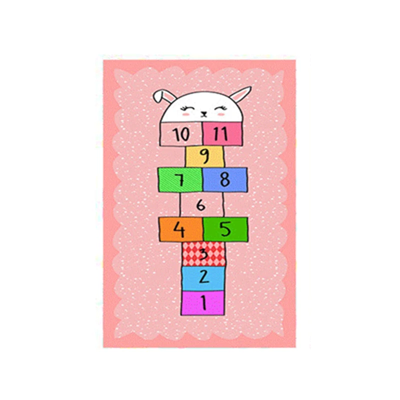 

Hopscotch Rug Hop and Count Game Rug with Cute Colorful Design Anti-Slip Kids Play Mat Soft Floor Area Rug and Carpet 6
