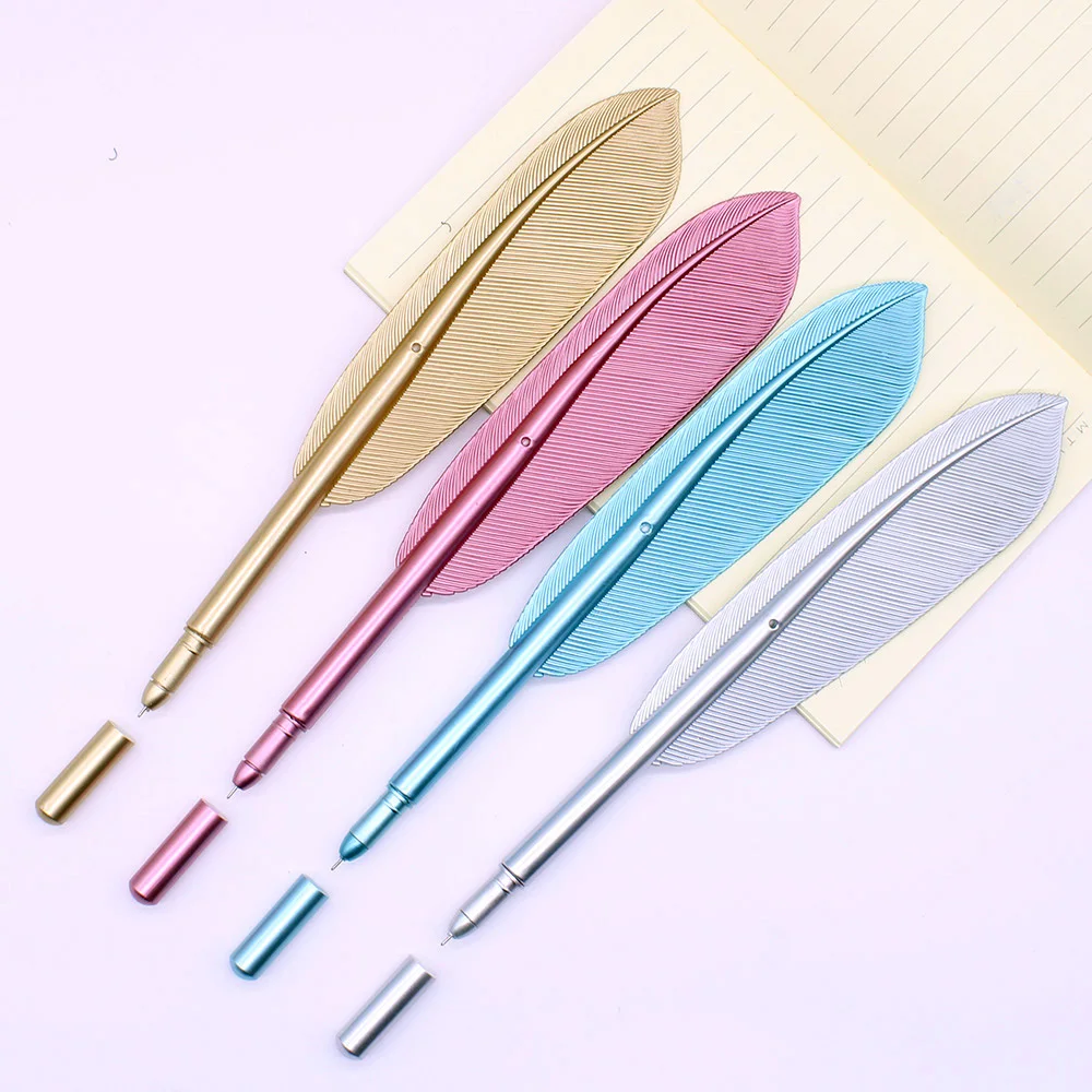 

2 Pcs Beautiful Feather Gel Pens 0.5mm Creative Kawaii Cute Neutral Pen Ink Pen Gift School Office Supplies Stationery