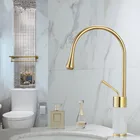 Латунный Смеситель для раковины, поворотный кран под золото и мрамор, одна ручка, крепление на раковину