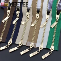 1pc meetee 80100120cm auto lock metal zipper gold double slider zippers for jackets coat diy bag clothing sewing accessories