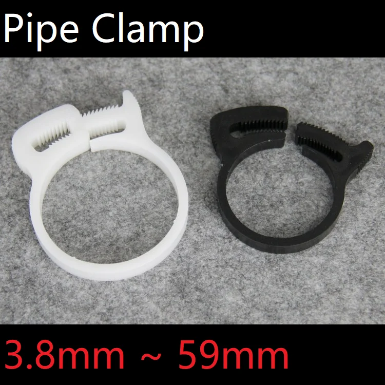 

10pcs Hose Clamp 3.8~59mm Plastic Line Water Pipe Strong Clip Spring Hoops Fuel Air Tube Fitting Fastener Fixed Tool White Black