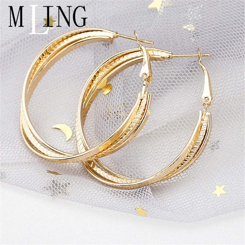 Модные серьги MLING из золотого сплава новейшие волнистые металлические
