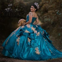 off the shoulder quinceanear dresses princess sweet 15 16 ball gown beaded appliques dress graduation prom gowns vestidos de