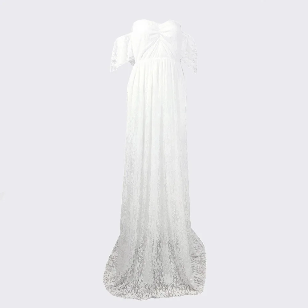 

Pregnacy Dresses Women's Floral Lace Dress For Photography Props Short Sleeve Photography Fly Sleeves Off Shoulder Long Dress