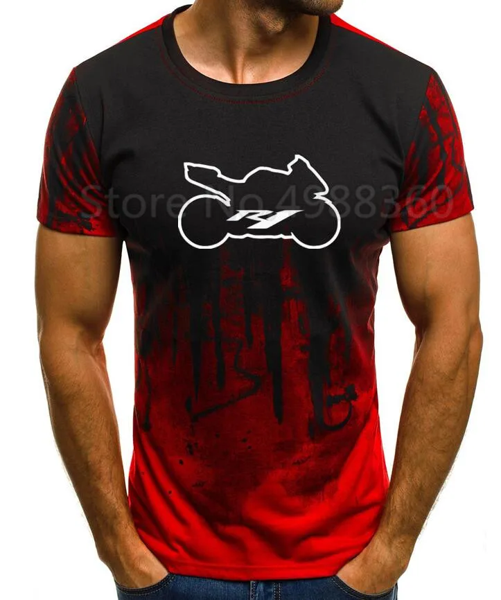 Летняя Новинка 2019 YAMAHA R1 мотоцикл Мужская футболка с коротким рукавом 100% хлопок