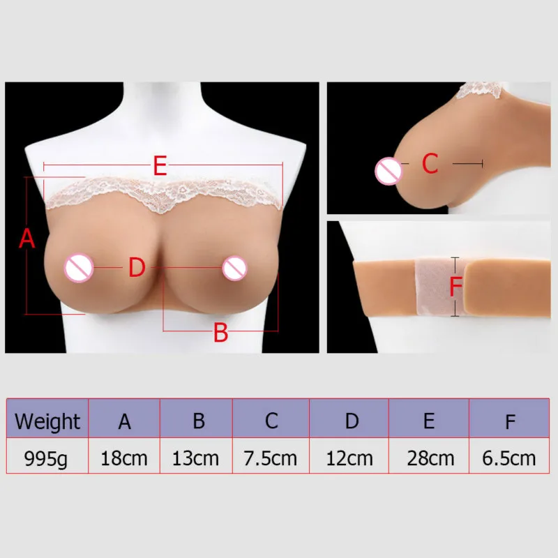 Big Silicone Breast Form Breast Queen E Cup Silicone Realistic Soft Boobs Bionic Skin TransgenderTransvestite Mastectomy Bra