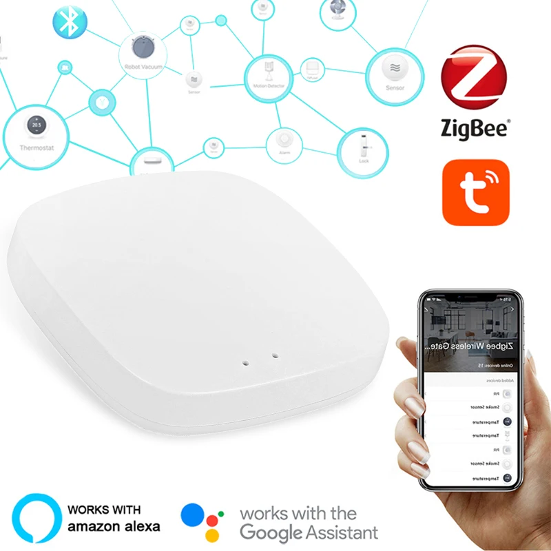

Беспроводной хаб для умного дома Tuya ZigBee Gateway, хаб с дистанционным управлением через приложение Smart Life, работает с Alexa Google Home