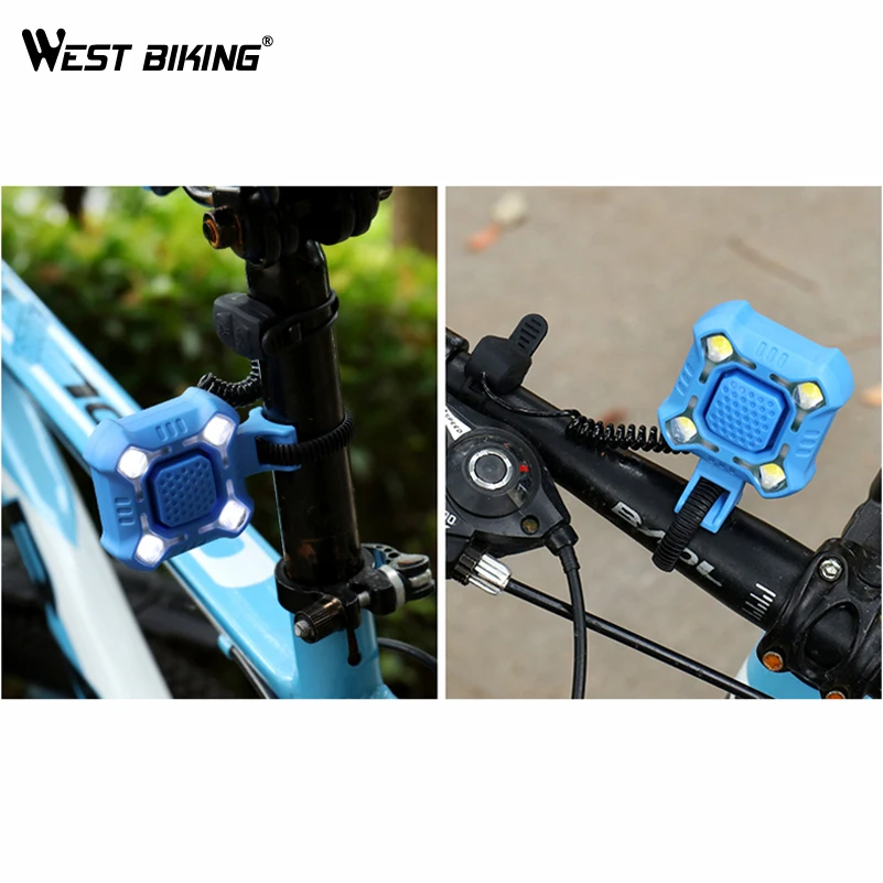 WEST BIKING велосипедный Звонок 140 дБ 4 лампы светильник 1200 мА/ч Электрический звуковой