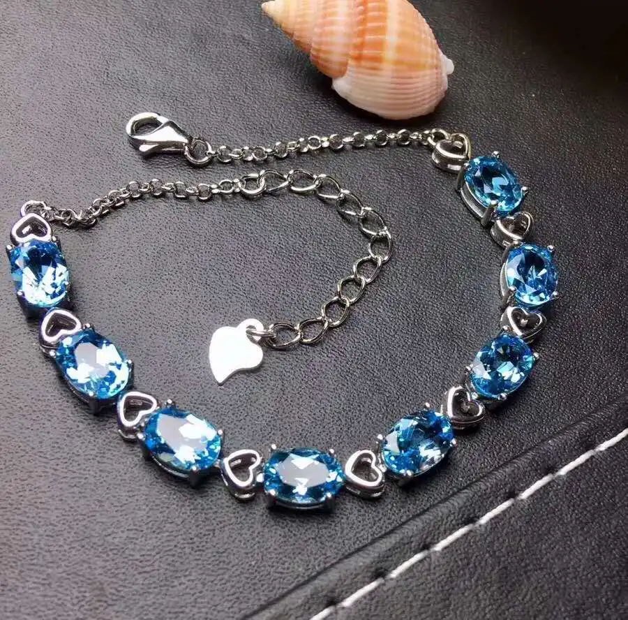 Натуральный топаз браслет-цепочка с реальным и естественным Бесплатная Доставка