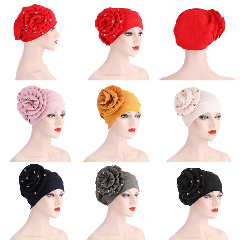 

Ladies Baotou Cap Headscarf Hat Chemotherapy Hat Western Style National Hat Fine Temperament Big Flower Headscarf Hat