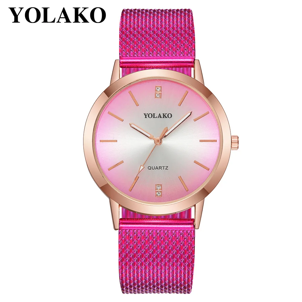YOLAKO Luxury Brand Ladies Watch Simple Dial Watch Alloy Dial Quartz Watch Rubber Strap Relogio Feminino Clock