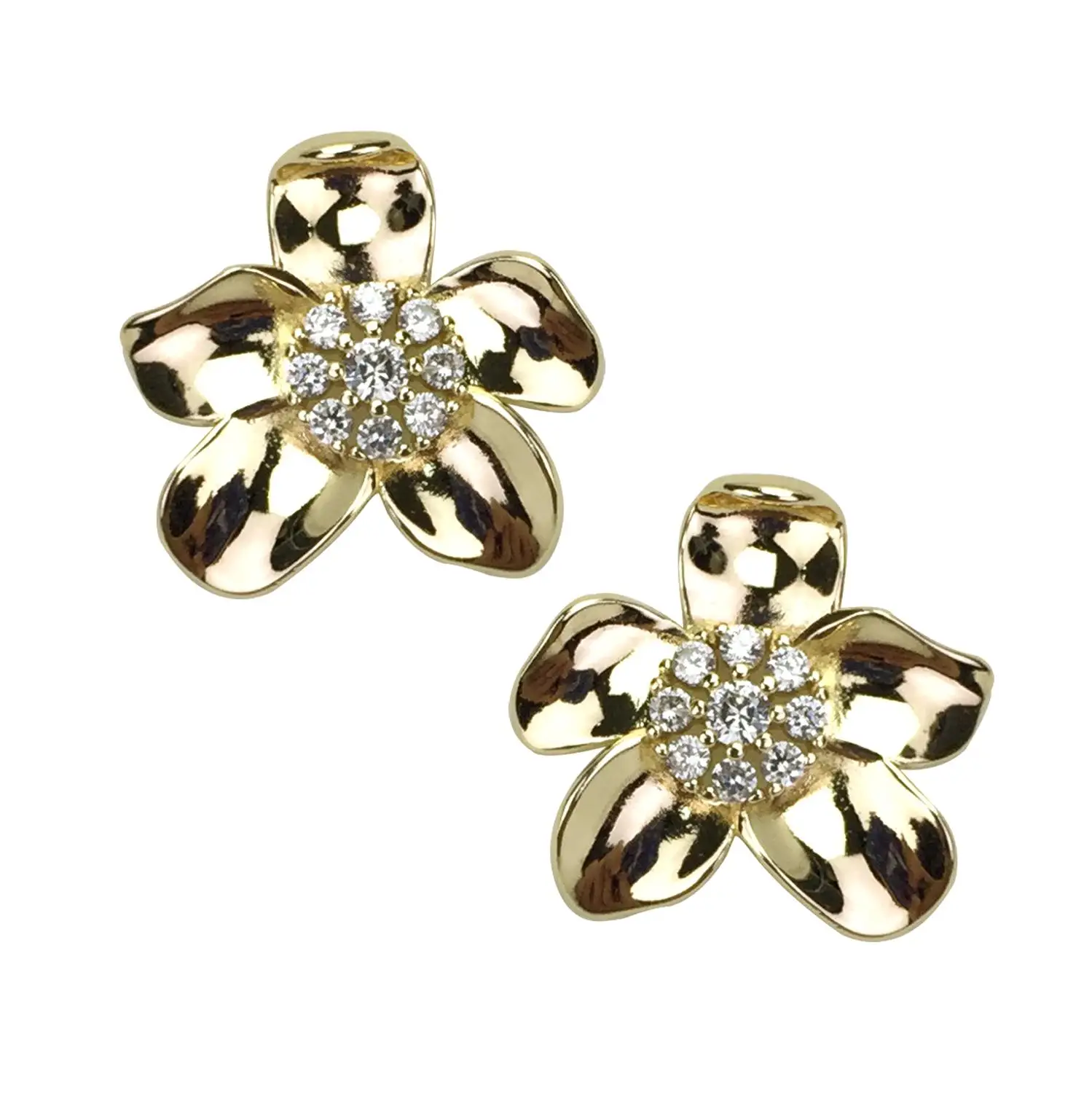 

2020 NEW Zircon Clear CZ Champagne Gold Earrings Flower Heart Party Jewelry for Women Girls Gift Free Shipping
