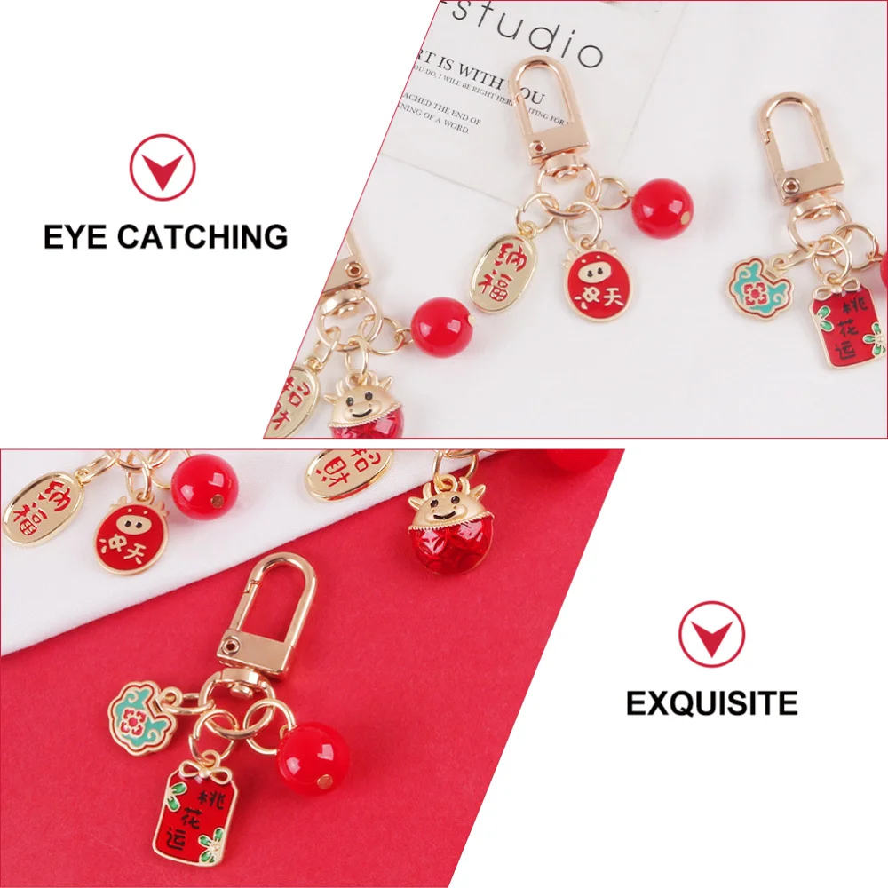

3Pcs New Year Gift Key Chain Delicate Car Pendant Bag Decorative Accessory