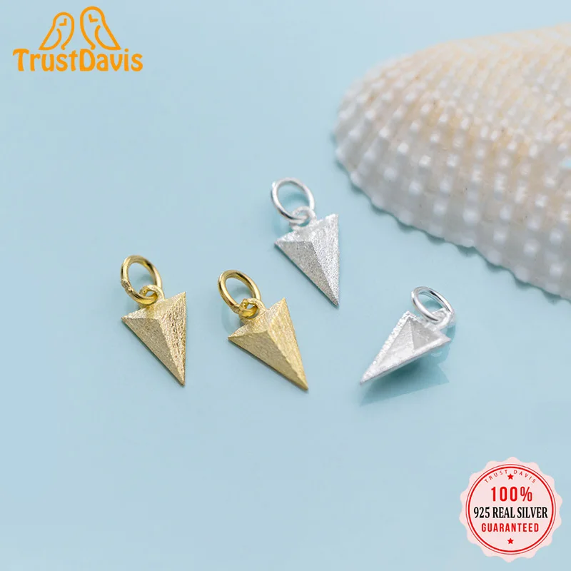 

TrustDavis Real 925 Sterling Silver Fashion Drawing Triangle Charm Pendant Handmade DIY Accessories Fine Jewelry Wholesale HY267