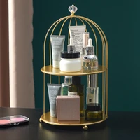 2021 new iron storage rack skin care products table desktop cake dessert display stand nordic luxury style bird cage shape