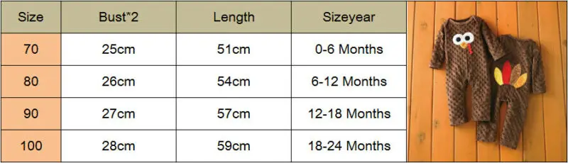 Теплые ползунки индейка с длинными рукавами для маленьких мальчиков и девочек