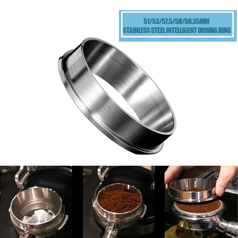 

51/53/57.5/58/58.35mm Stainless Steel Intelligent Dosing Ring Brewing Bowl Coffee Powder For Espresso Barista Funnel Portafilter