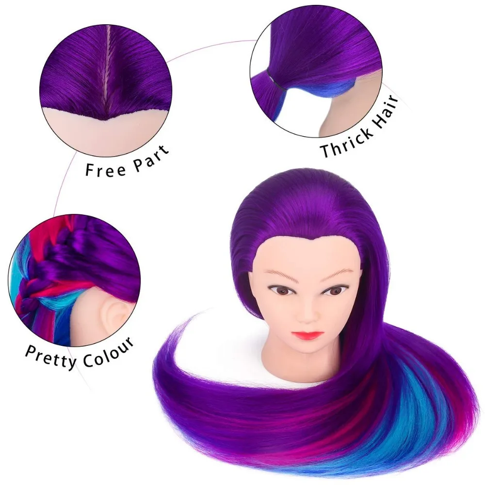 26 Inch Cosmetology Doll Head Practice Styling Hairdressing Training Braiding Heads Mannequin Manikin Head