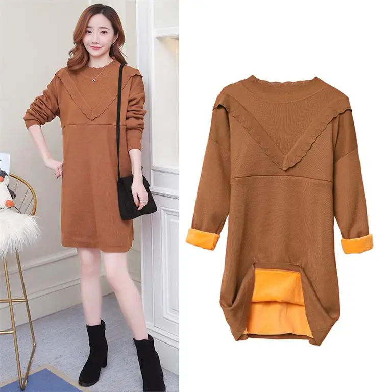 Осень зима 2021 бархатная верхняя одежда платья для кормящих матерей теплая