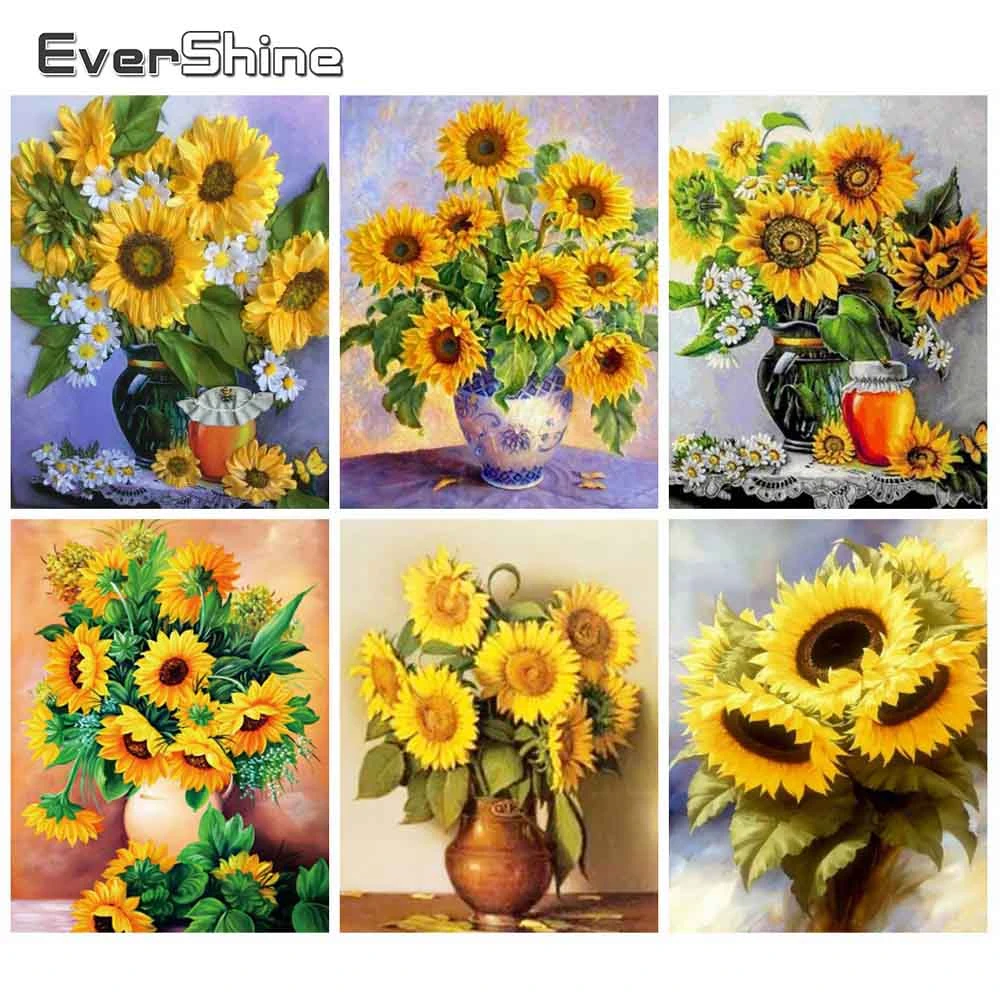 

Картина с подсолнухами, квадратные цветы, для домашнего декора