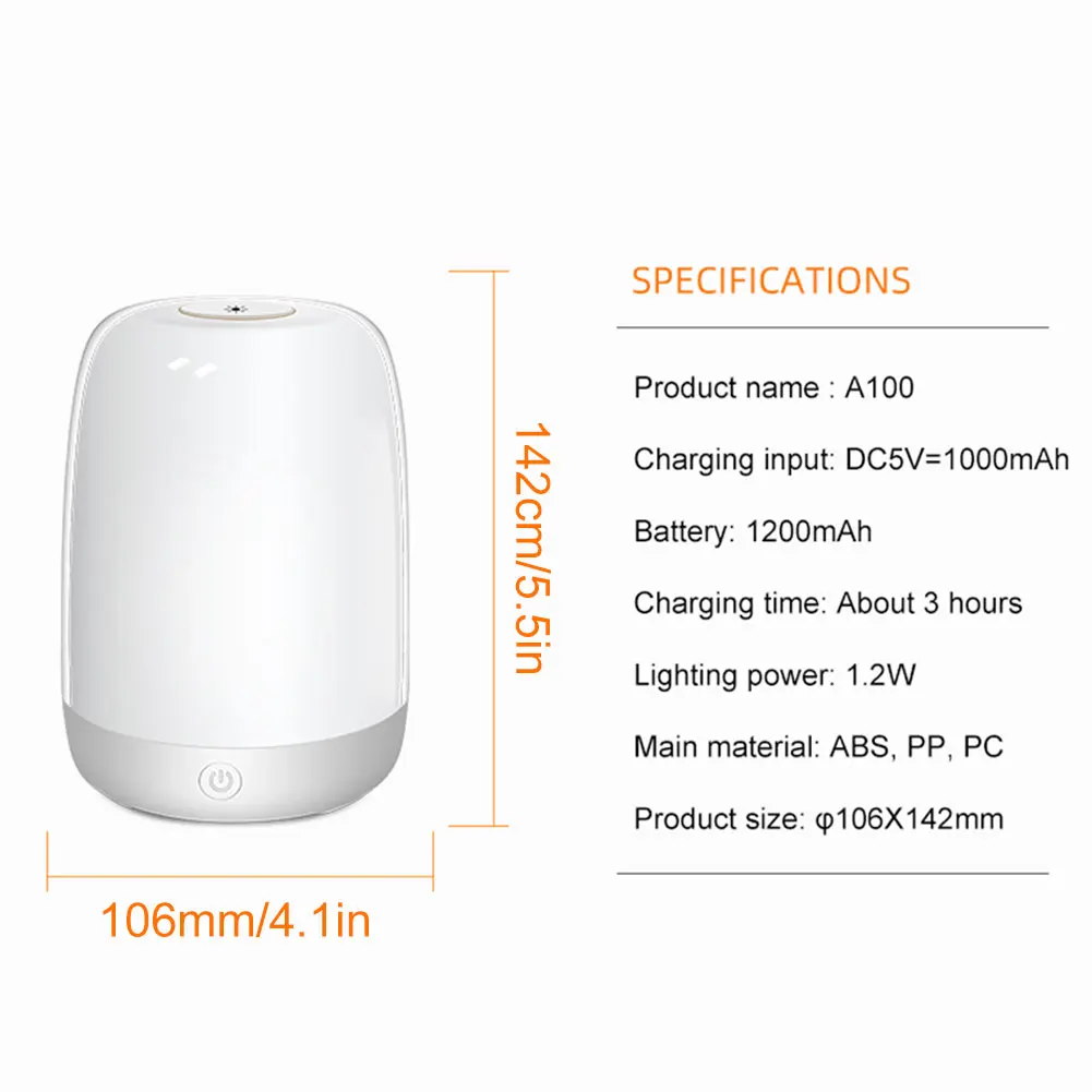 

USB LED Night Light Portable Touch Control Bedside Table Lamp Chargeable Smart Color Changing Dimmable Table Lamp For Bedroom