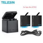 TELESIN 2 аккумулятора + 3 слота зарядное устройство 2 в 1 USB-кабель Type-C для GoPro Hero 8 7 6 5 Черные Аксессуары для камеры