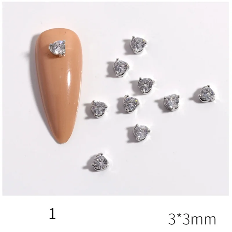

5PCS NEW 3D Nail Art Fashion Elegant Shapes Silver Alloy With Zircon Crystal Rhinestones For Nail Tips Decorations