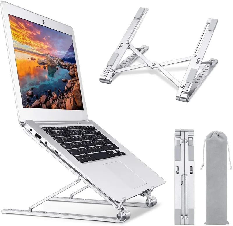 

Aluminum Alloy Adjustable Laptop Stand Folding Portable for Notebook MacBook Computer Bracket Lifting Cooling Holder Non-slip