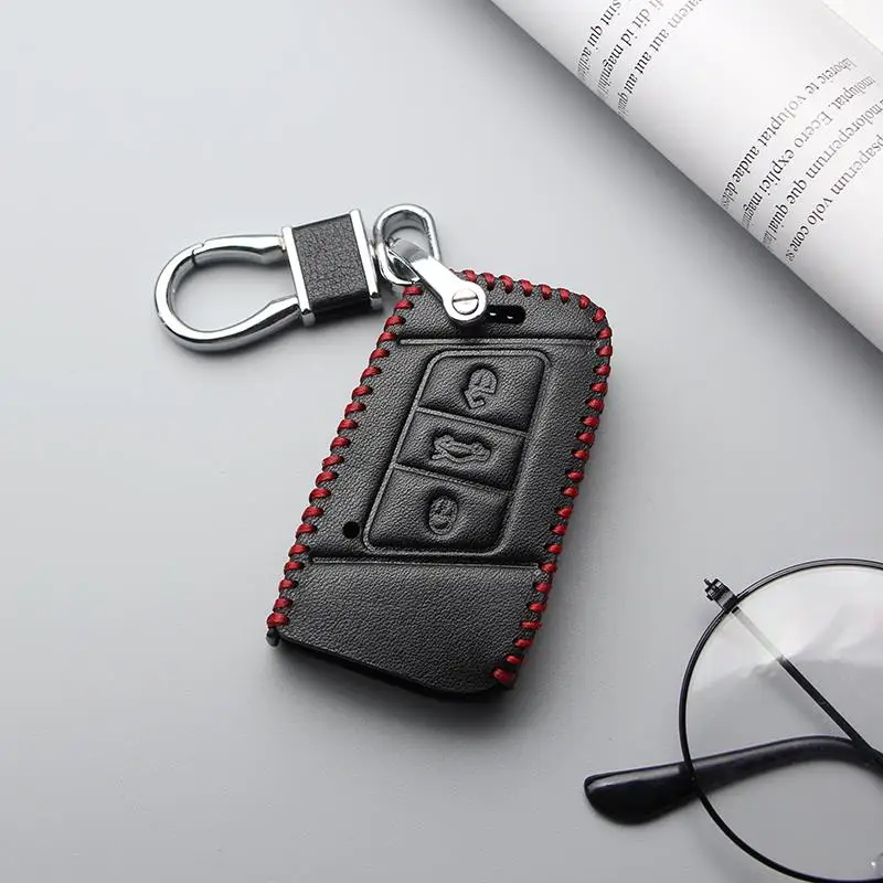 

Genuine Leather Car Key Case Cover For Seat Leon ibiza accessories Cover alhambra Anti-wear Protective Key Shell Car Styling