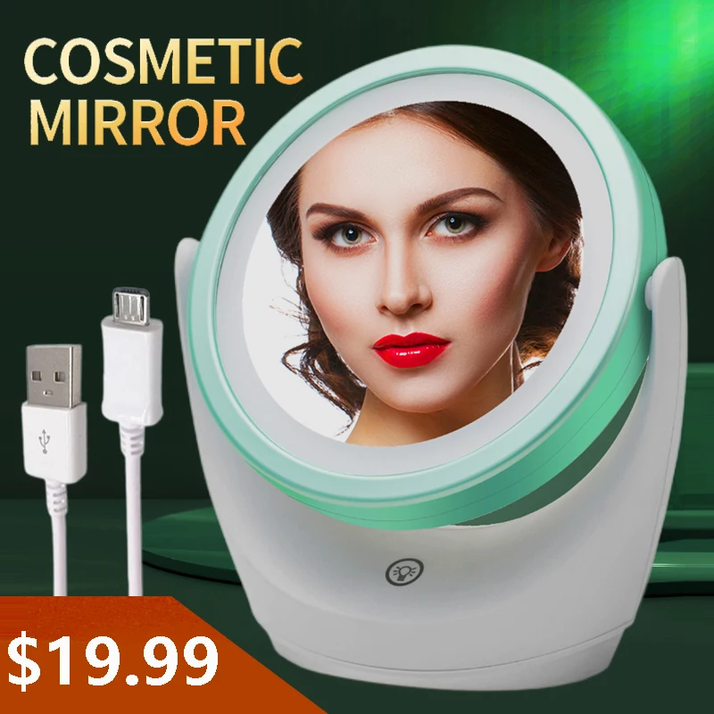 Светодиодный зеркало для макияжа 360 ° гибкий вращающимся сенсорным Экран Vanity