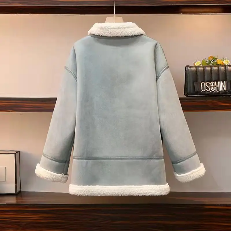 Бежевое пальто из ягненка Женская осенне-зимняя универсальная куртка 2021 новый