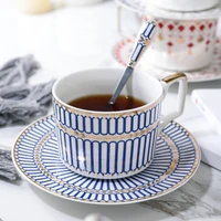 ceramic coffee cup and saucer 250ml european style bone china tea cup and saucer with spoon for cappuccino latte gift box