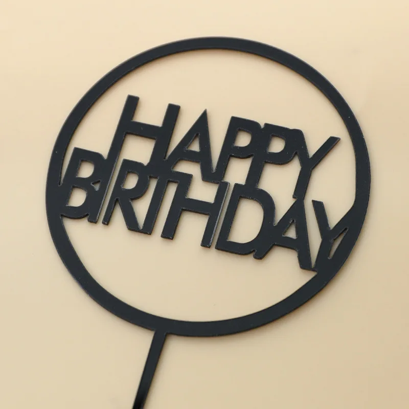 

1pcs Cake Topper Happy Birthday Party Cake Topper Gold Flash Acrylic New Year Decoration For Home Party Supplies Cupcake Topper