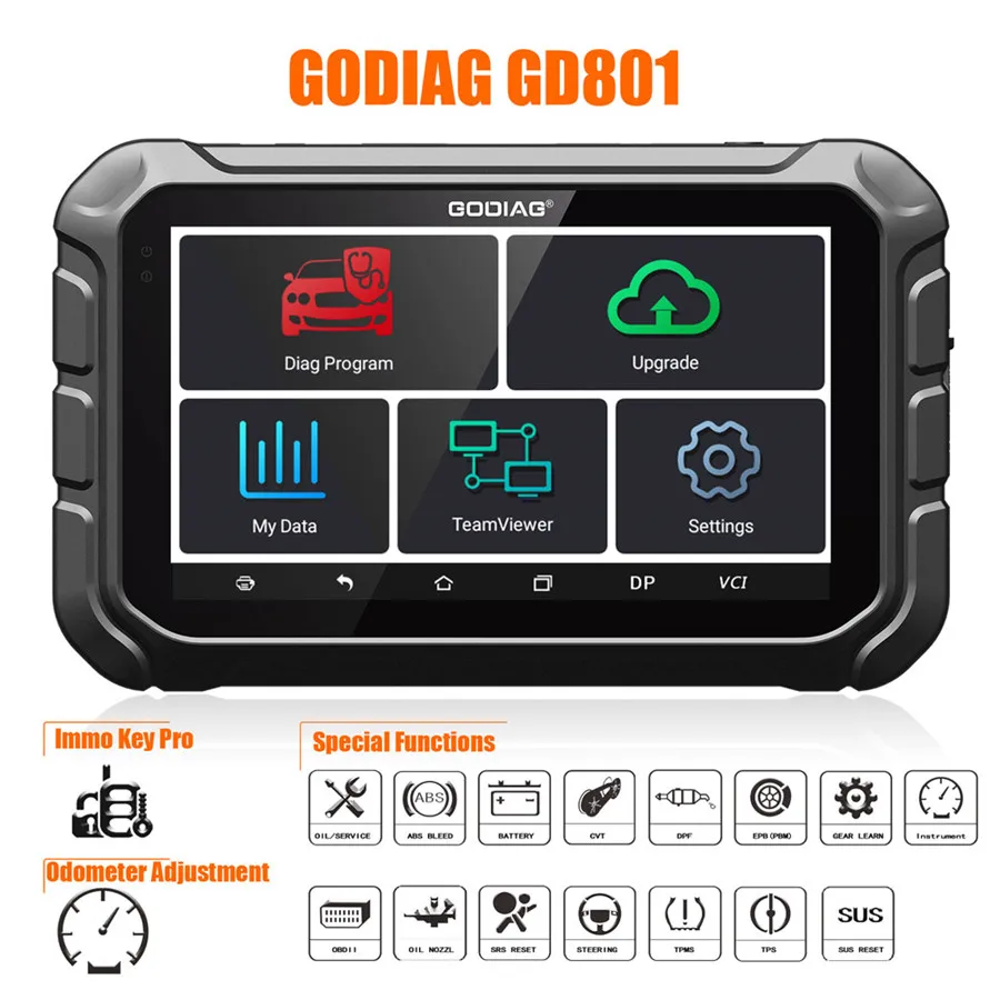 GODIAG GD801 программатор ключей с поддержкой нескольких функций для ABS EPB TPMS EEPROM