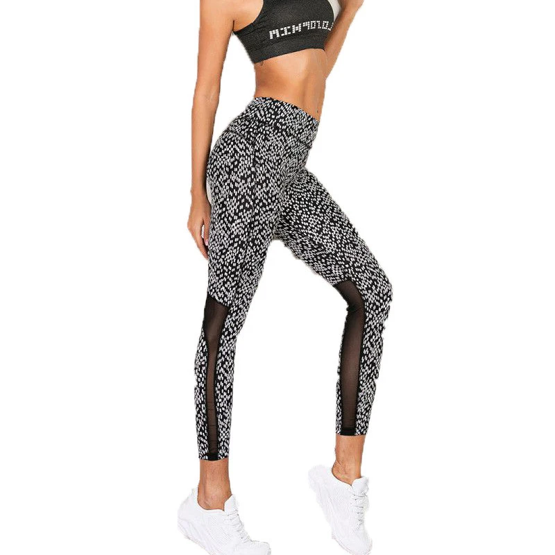 

SVOKOR Sexy Leggings Ladies High Waist Stretch Mesh Stitching Fitness Leggings 3D Printing Autumn And Winter Pants