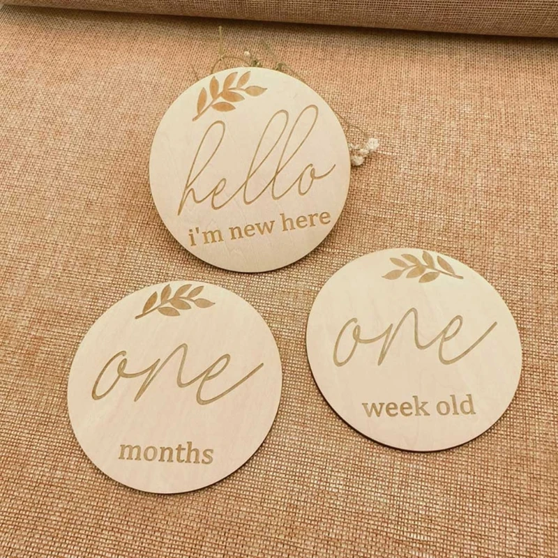 

GXMB 14pcs Newborn Photo Wooden Month Milestone Cards Handmade Monthly Memorial Commemorative Photo Props Baby Souvenir Stamp