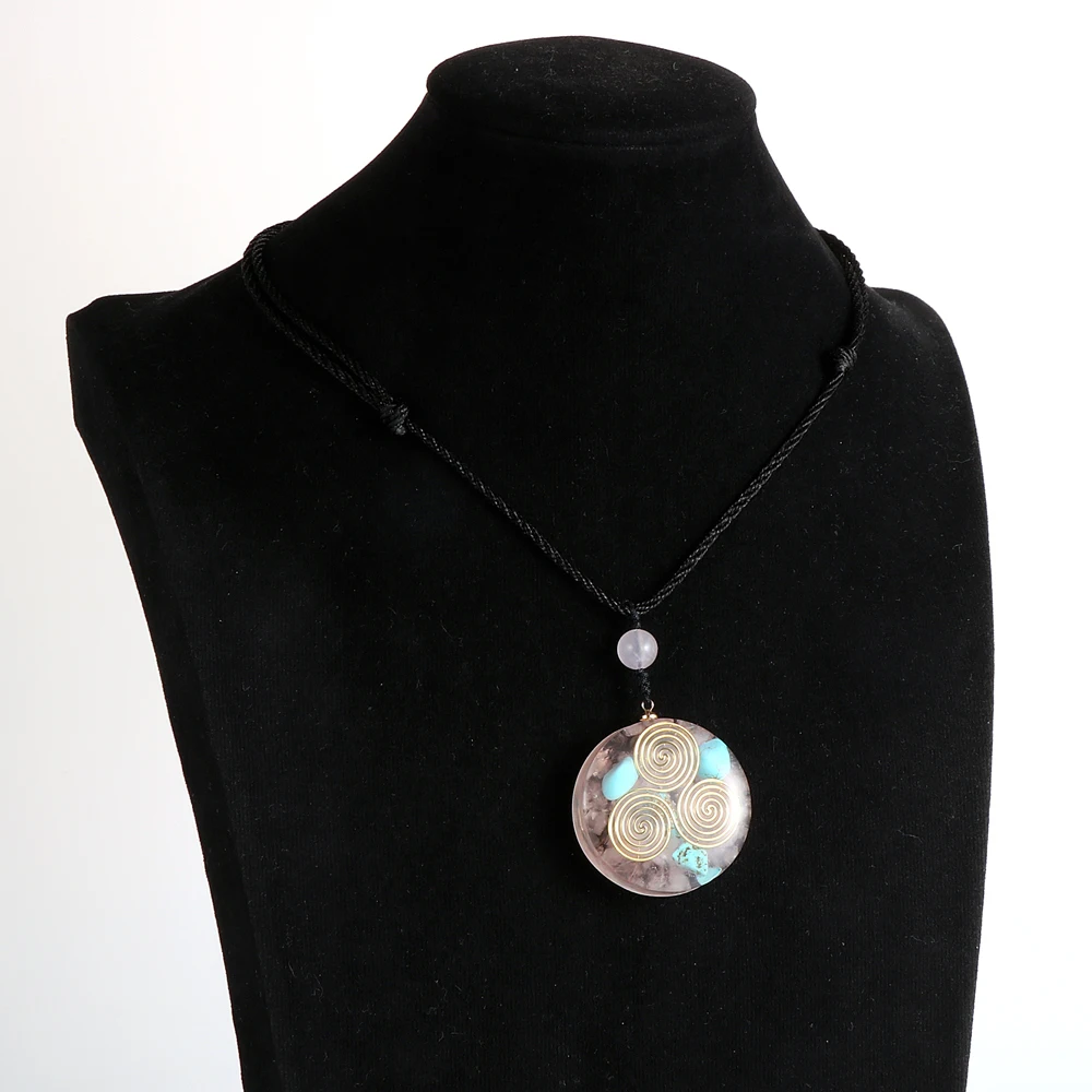Целебный розовый кристалл Orgone Ожерелье Амулет тонущий камень Orgonite кулон
