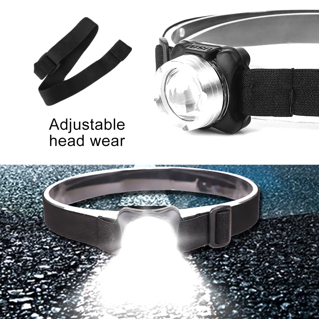 

Drop Shipping USB Rechargeable Headlamp Mini Portable Headlight torch Head lamp flashlight Have battery Red / white LED headlamp