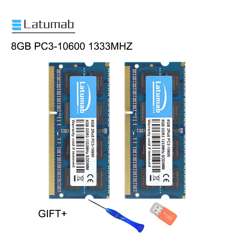 Latumab 8 Гб 16 Гб DDR3 1333 МГц PC3 10600 память для ноутбука So-DIMM Память RAM 204 шпильки 1,5 в ноутбук ПК модуль памяти ram