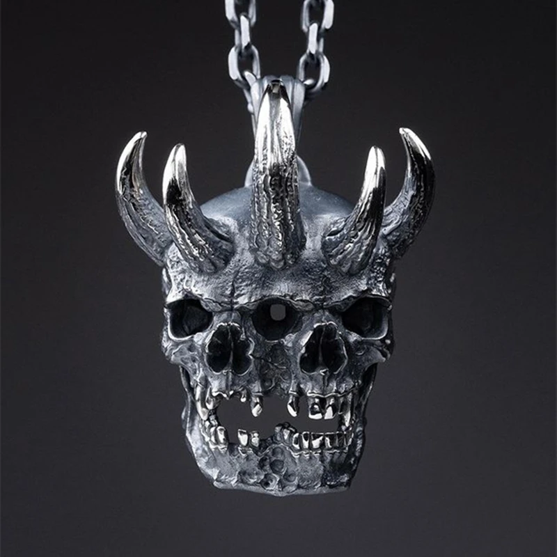 

Уникальное мужское ожерелье EYHIMD с двойным черепом, кулон из нержавеющей стали 316L, панк-Байкерский Готический кулон, ювелирные изделия, пода...
