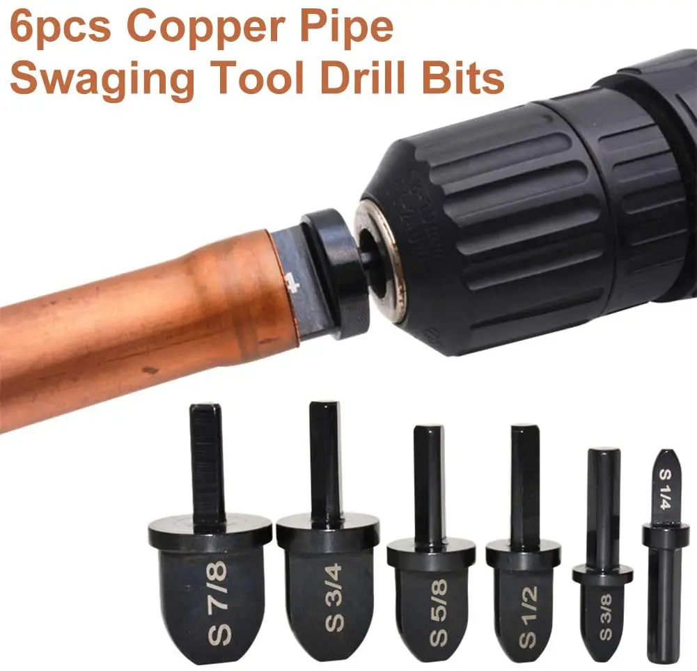 5/6pcs Swaging Tool Drill Bit Set Tube Expanders Air Conditioner Copper Pipe Round Handle Portable Bearing Expander Repair Tool