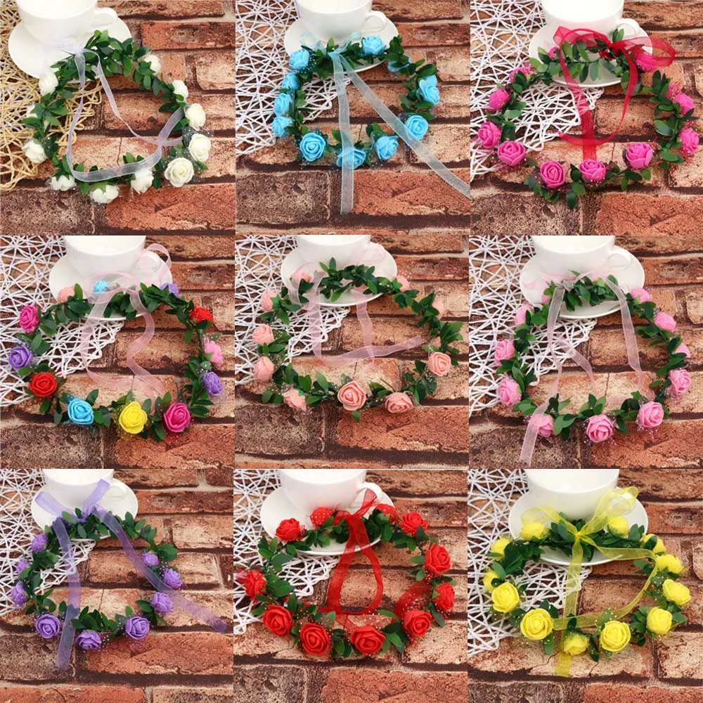 Регулируемая Женская корона с 12 цветами повязка на голову ручная работа гирлянда