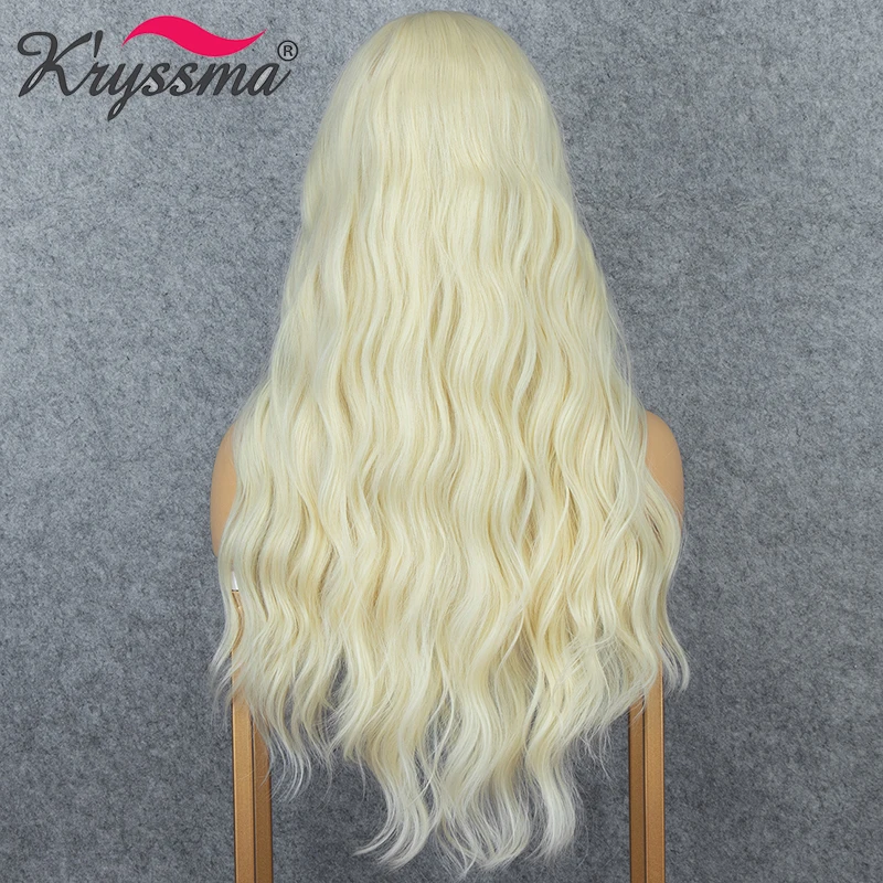 Парик блонд Kryssma для женщин Синтетические длинные волнистые передние парики на