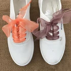 Шнурки из шифоновой пряжи, 120 см, яркие шнурки для обуви, плоские шнурки для обуви без завязывания, шнурки для ленивых, плоские шнурки для обуви, эластичные шнурки