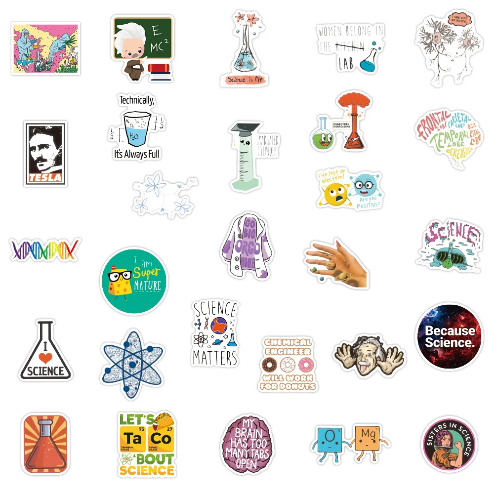 103050100pcs science chemistry biology laboratory research stickers skateboard laptop luggage guitar phone kids sticker toy free global shipping
